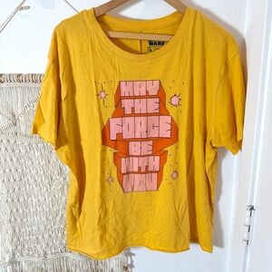 🌞 70s Vintage Star Wars Yellow May The Force Be With You Graphic Tee 2XL